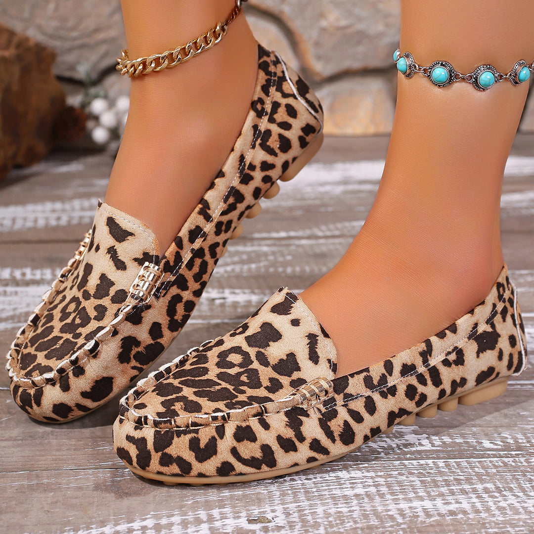 Damen Metallic Mokassin mit Noppenlaufsohle und Ziermetalldetail Drune