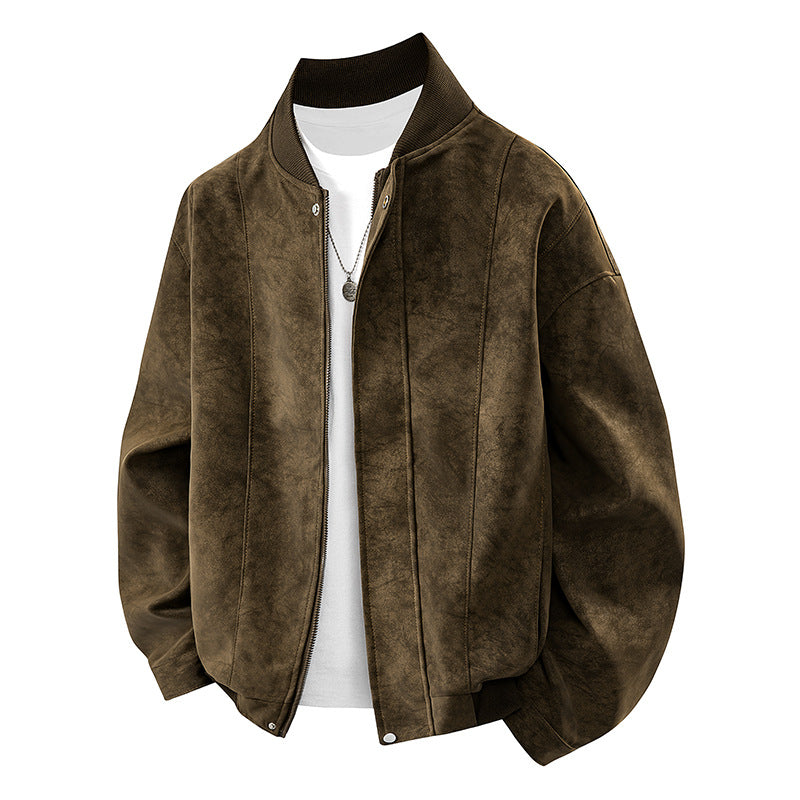 Herren Lässige Velourslederjacke Drune