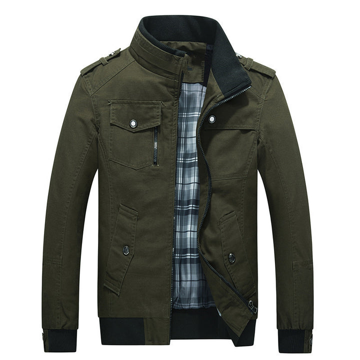 Herren nan leichte Canvas-Fieldjacke mit gesteppter Innenfütterung, Schulterklappen und kontrastierendem Rippbund Drune