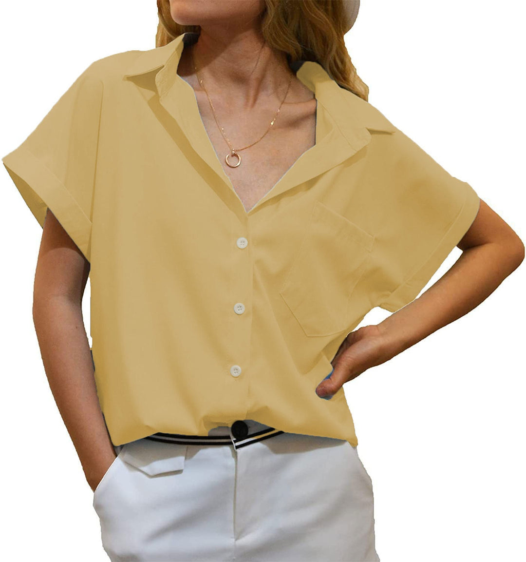 Damen elegant geschnittene Kurzarmbluse Drune