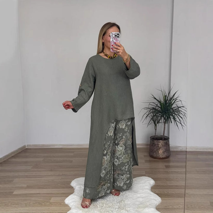 Damen lässiges Langarmshirt mit asymmetrischem Saum Drune