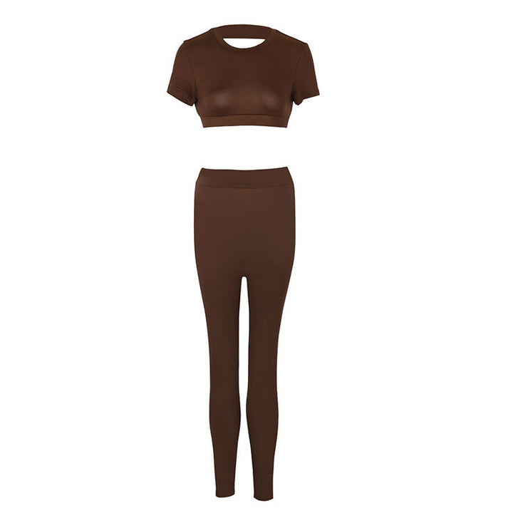 Damen Set aus cropped Oberteil und figurbetonten Leggings Drune