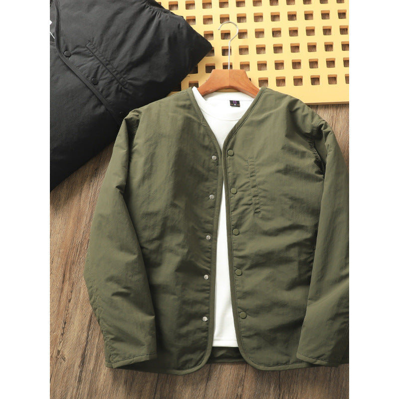 Herren Leicht wattierte Thermo-Linerjacke mit Druckknopfverschluss und gerundetem Saum Drune
