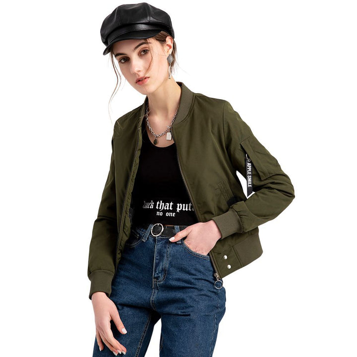 Damen modische Bomberjacke mit praktischen Taschen und seitlichen Einsätzen Drune