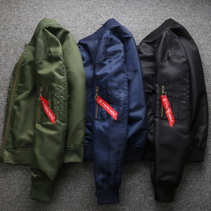 Herren nan moderne Bomberjacke mit Metallreißverschluss, Utility-Ärmeltasche und gerippten Bündchen Drune