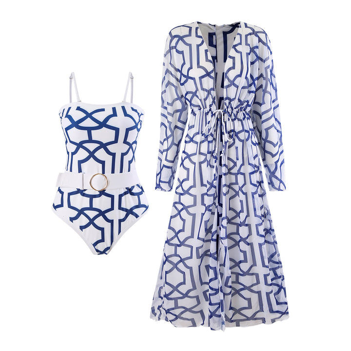 Damen Badeanzug mit elegantem Kimono und raffiniertem Gürtel Drune