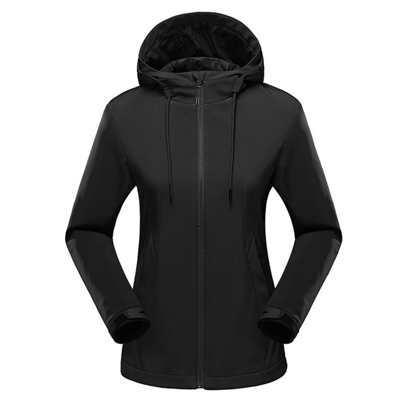 Damen taillierte Softshelljacke mit Kapuze und wasserabweisender Membran Drune