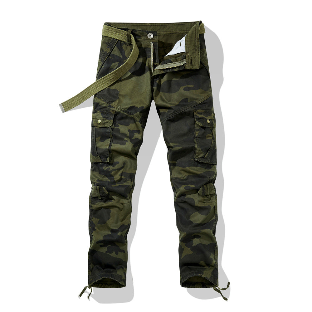 Herren Cargohose im Slim-Fit mit verstärkten Knien Multifachtaschen und Stoffgürtel Drune