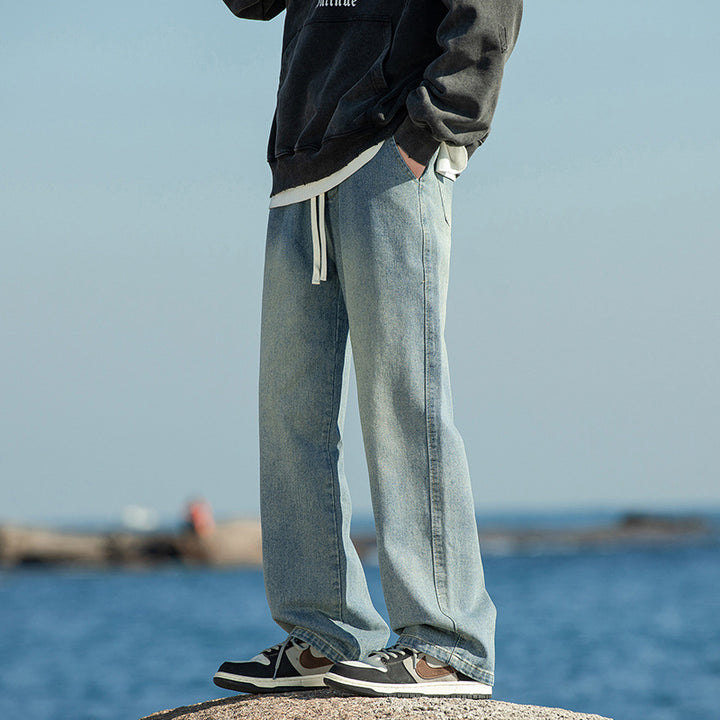 Herren Weitgeschnittene Denim-Hose mit Komfortbund