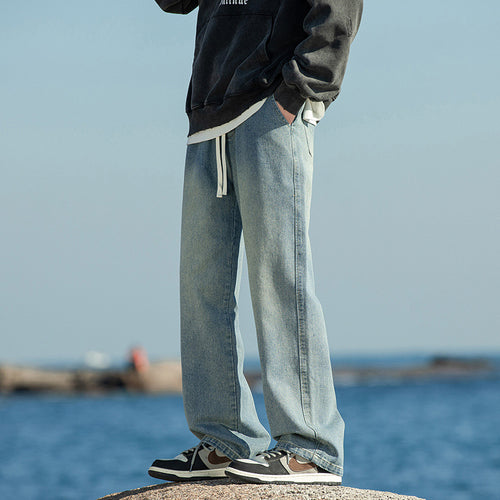 Herren Weitgeschnittene Denim-Hose mit Komfortbund