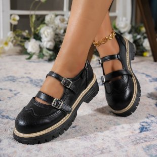 Damen Modische Ballerinas mit Doppelriemen und atmungsaktiver Sohle Drune