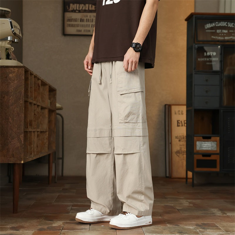 Herren Weite Tech-Cargo-Hose mit elastischem Tunnelzugbund und multifunktionalen Klapptaschen Drune