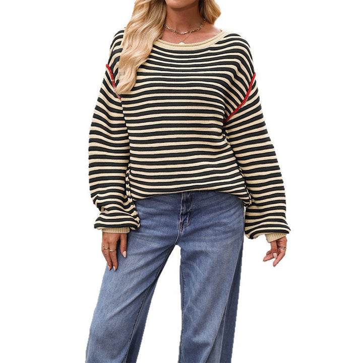 Damen gestreifter Pullover mit weichem Stoff und lässigem Schnitt Drune
