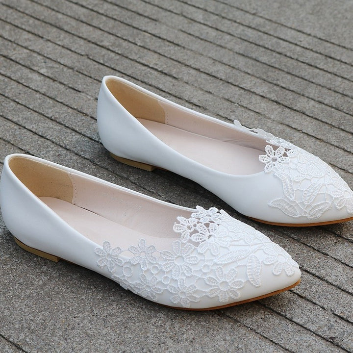 Damen Ballerinas aus Kunstleder mit zarten Spitzenverzierungen Drune