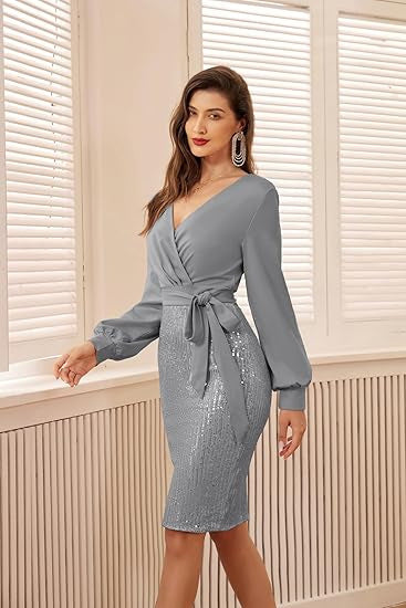 Damen Wickelkleid mit glitzernden Details Drune