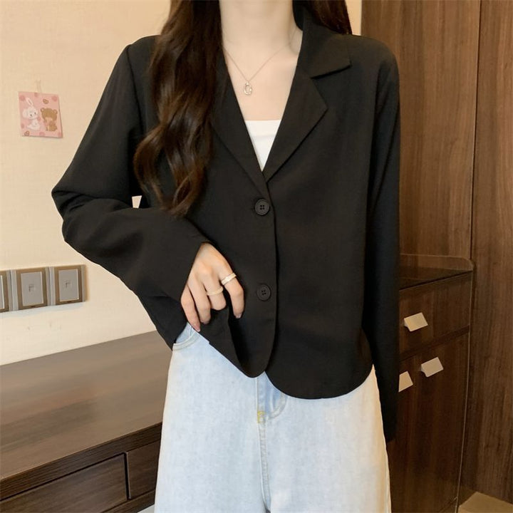Damen modische Kurzjacke mit eleganter Knopf-Ausschnitt Drune