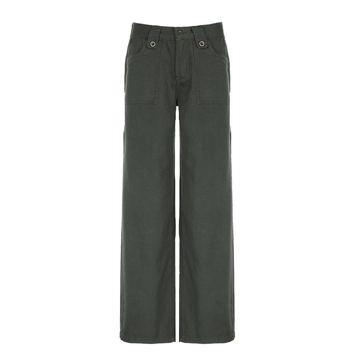 Damen weite Cargo-Hosen mit praktischen Taschen und engem Bund Drune