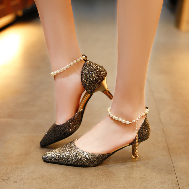 Damen Glitzernde High Heels mit eleganten Schmuckdetails Drune