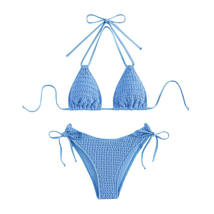 Damen Häkel-Bikini mit verspielten Bindebändern Drune