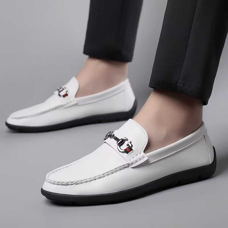 Herren Elegante Lederimitat-Loafer mit Ziernaht und Metallbit-Detail Drune