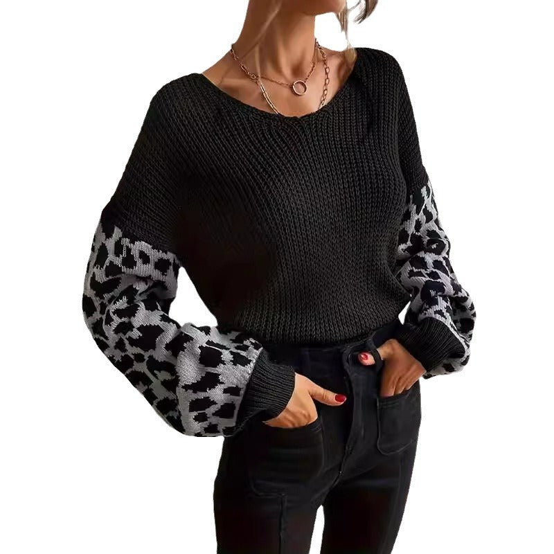 Damen Modernes Strickoberteil mit tierischem Muster und lässigem Schnitt Drune