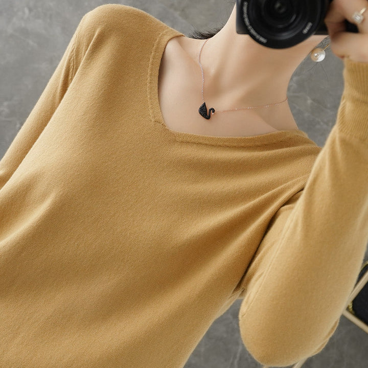Damen leichter V-Ausschnitt Kaschmir-Look Feinstrickpullover Drune