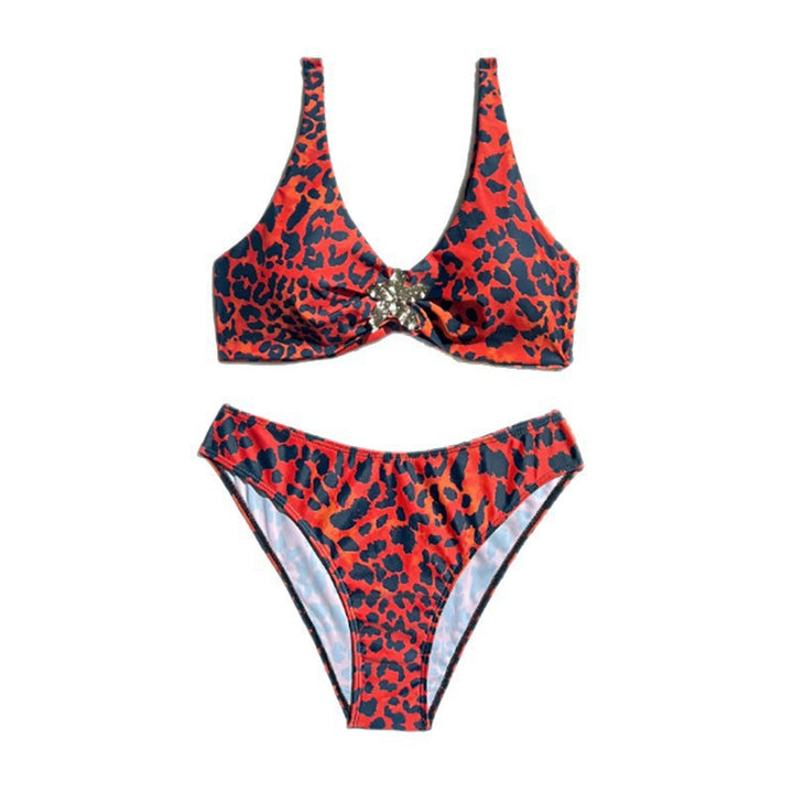 Damen Bandeau-Bikini mit glitzerndem Akzent und animalischem Muster Drune