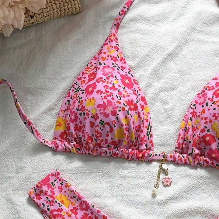 Damen Triangel-Bikini mit Blütenmuster Drune