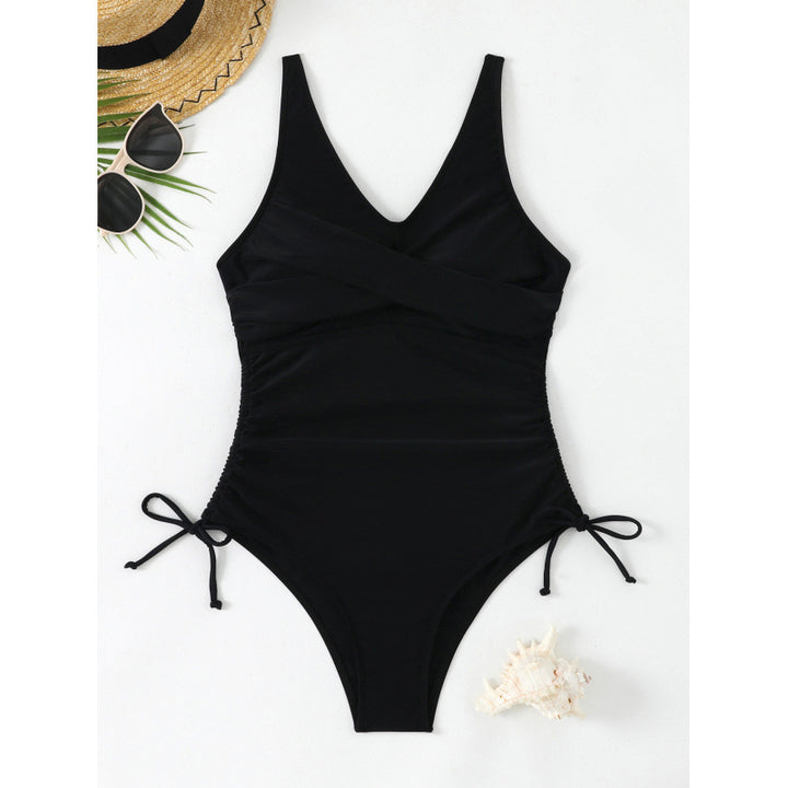 Damen Eleganter Wickel-Badeanzug mit seitlichen Bindebändern Drune