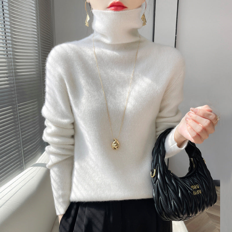 Damen Kurz geschnittener Rollkragenpullover aus weichem Kaschmir-Blend mit schmaler Silhouette Drune