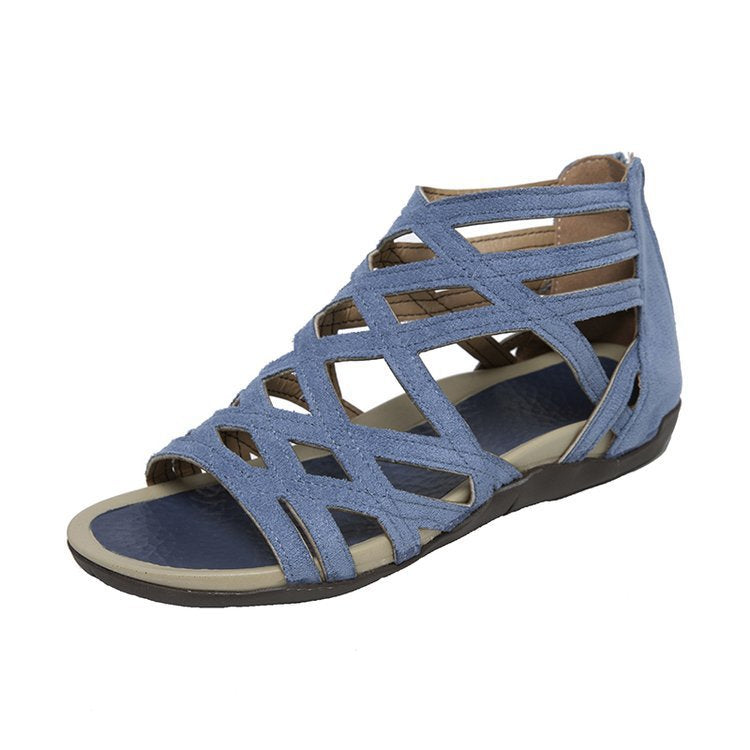 Damen Römersandalen mit Zipper, geflochtenem Cut-Out-Obermaterial und gepolsterter Komfortsohle Drune