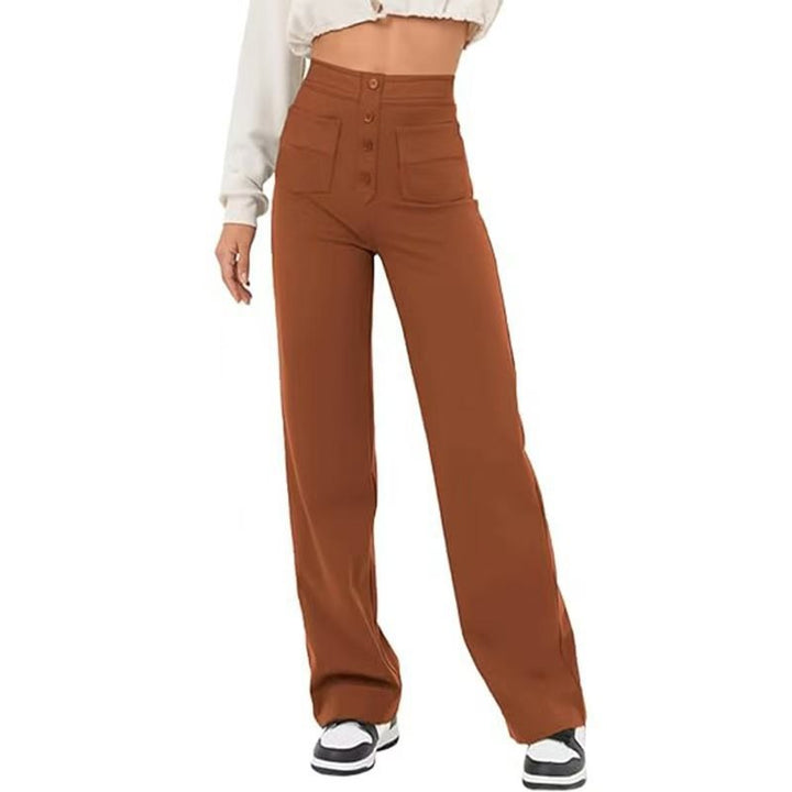 Damen Hochtaillierte weite Hose mit Knopfleiste und aufgesetzten Taschen Drune