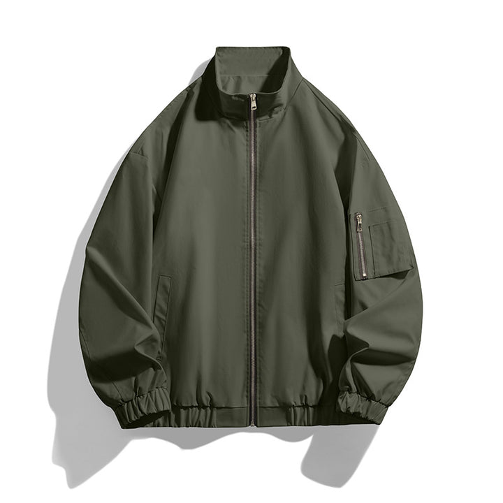 Herren Leichte Utility-Zipjacke mit Stehkragen, Ärmeltasche und elastischem Saum Drune