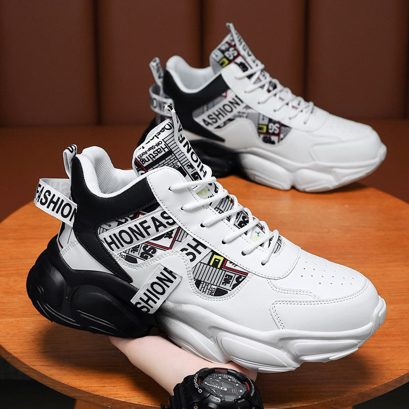 Unisex modische Plateau‑Chunky‑Sneaker mit grafischem Print, verstärkter Fersenlasche und dämpfender Hohlkammersohle Drune