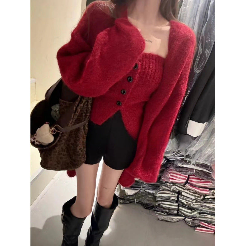 Damen Strickjacke mit Knopfdetail und weitem Schnitt Drune