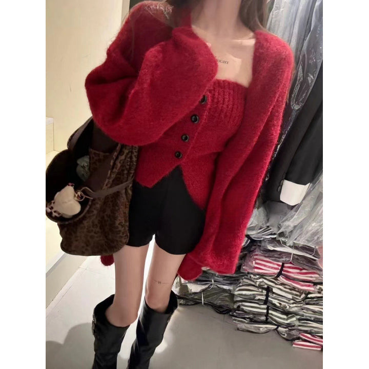 Damen Strickjacke mit Knopfdetail und weitem Schnitt Drune