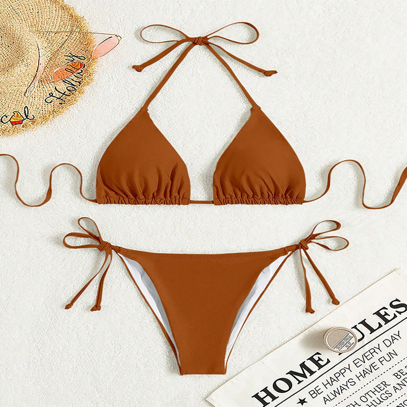 Damen klassisches Triangel-Bikini-Set mit verstellbaren Trägern Drune