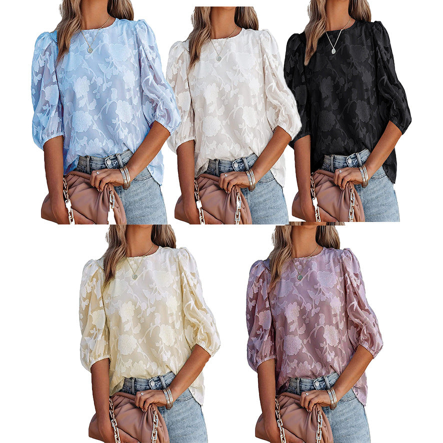 Damen Blumenbestickte Bluse Drune