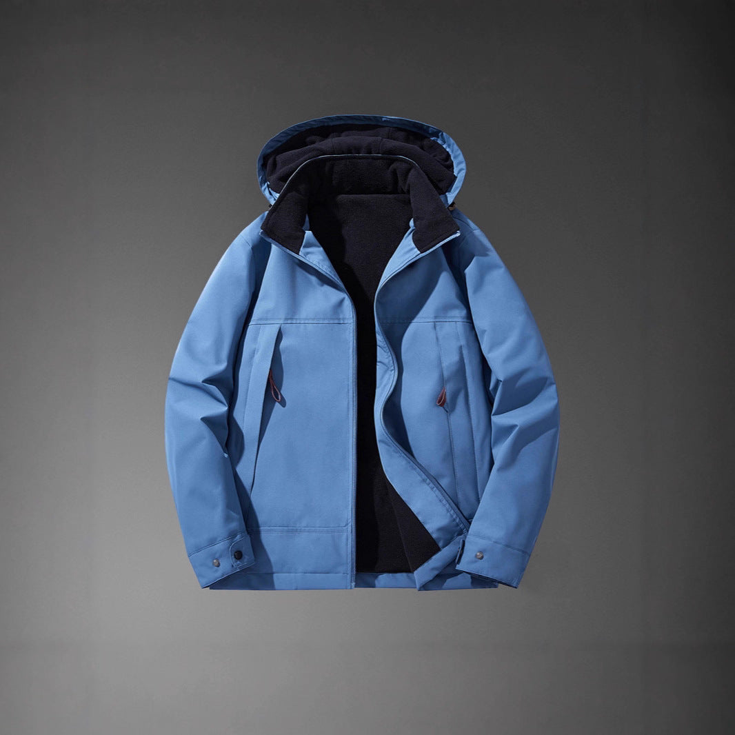 Herren Softshell-Übergangsjacke mit wärmendem Fleece-Innenfutter und Kapuze Drune