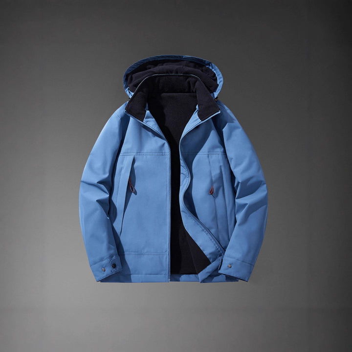 Herren Softshell-Übergangsjacke mit wärmendem Fleece-Innenfutter und Kapuze Drune