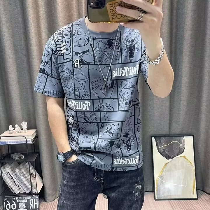 Herren lässiges T-Shirt mit kreativem Comic-Design Drune