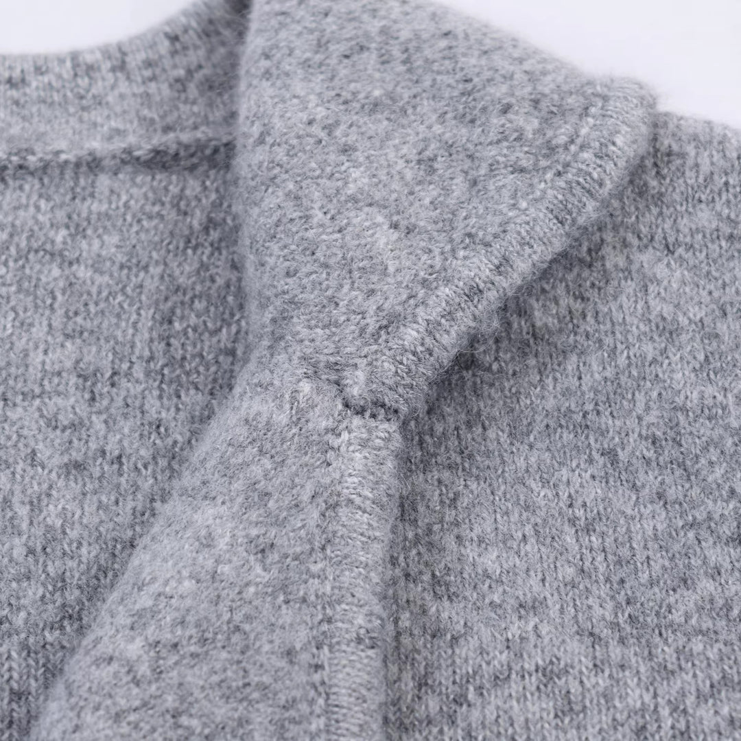 Damen Kurzer Wollmix-Cardigan-Mantel mit Schalkragen und Schmucksteinapplikationen Drune