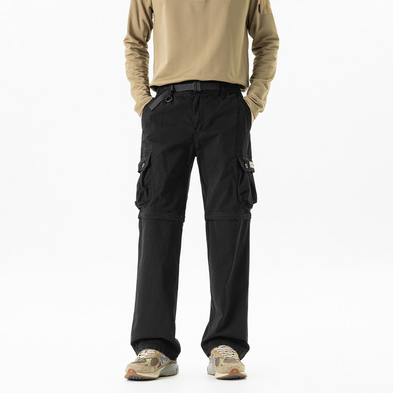 Herren Abnehmbare Cargo-Zip-Hose mit Reißverschluss-Bein, Multifachtaschen und integriertem Gürtel Drune