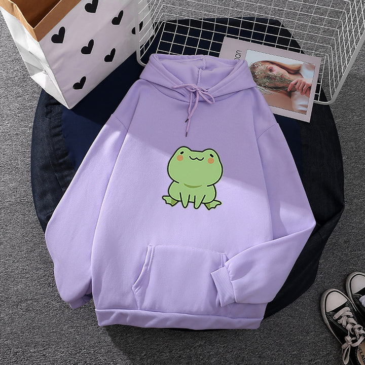 Damen nan Kapuzenpullover mit Mond‑und‑Wal-Illustration, Oversize-Schnitt und Kängurutasche Drune