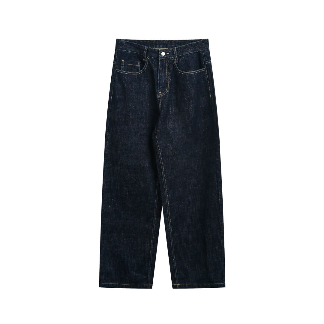 Damen Hochtaillierte verkürzte Jeanshose mit weitem Bein und sichtbaren Steppnähten Drune