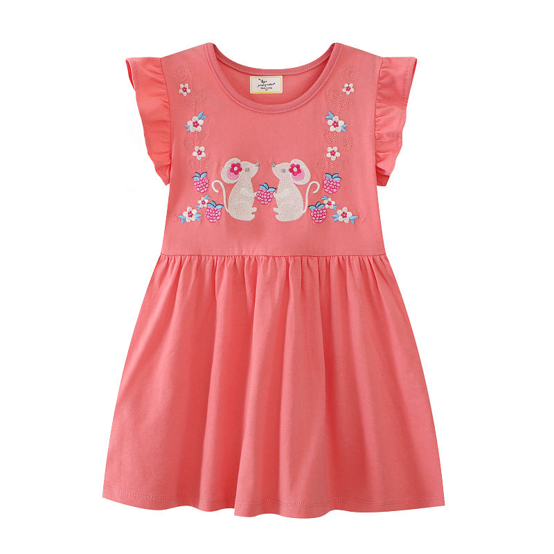 Mädchen Baumwollkleid mit verspieltem Tiermotiv Drune