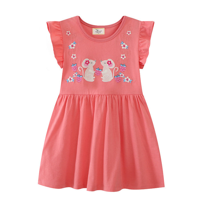 Mädchen Baumwollkleid mit verspieltem Tiermotiv Drune