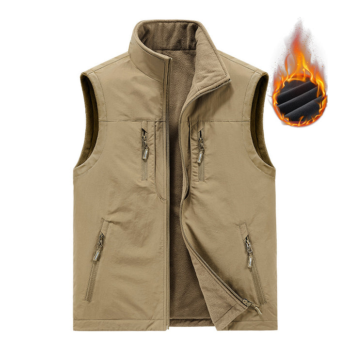 Herren Thermo-Outdoorweste mit Fleece-Innenfutter, windabweisender Shell und Mehrfach-Reißverschlusstaschen Drune