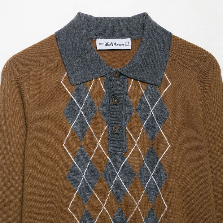 Damen Poloshirt mit modernem Argyle-Muster und komfortablem Schnitt Drune