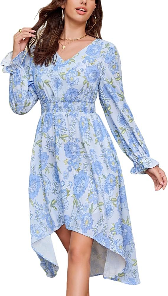 Damen Blumenmuster Kleid Drune